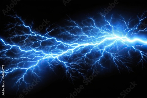 blue lightning thunder effect overlay on black background Extreme Close-Up