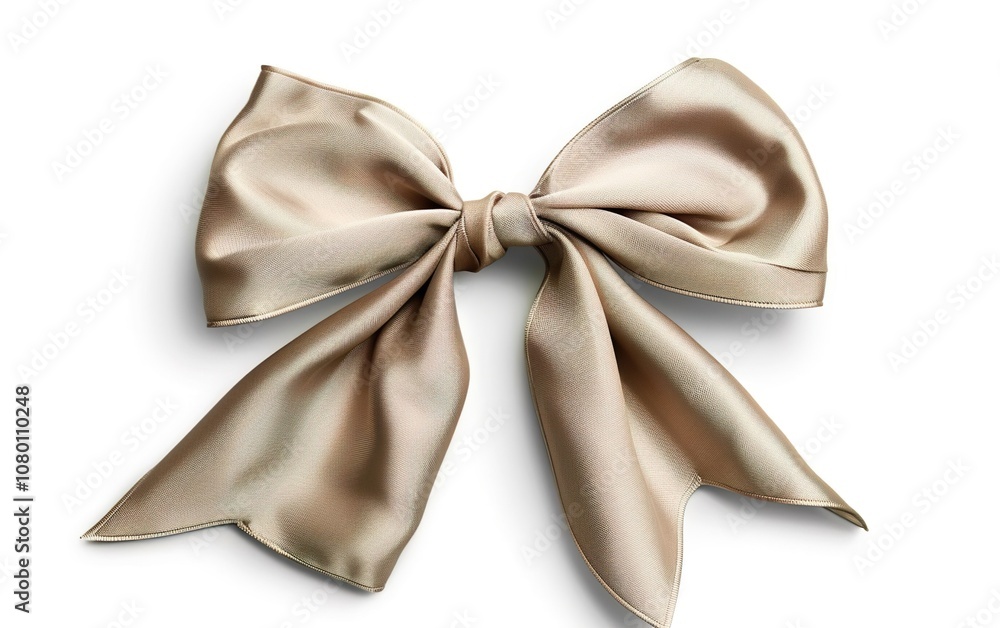 Beige silk bow isolated on white background for bow stacking arrangement layout. Organization, display, assembly, pile, set, collection, tier, order, grouping, stack banner. Beige silk bow isolated on white background for bow stacking arrangement layout. Organization, display, assembly, pile, set, collection, tier, order, grouping, stack banner.