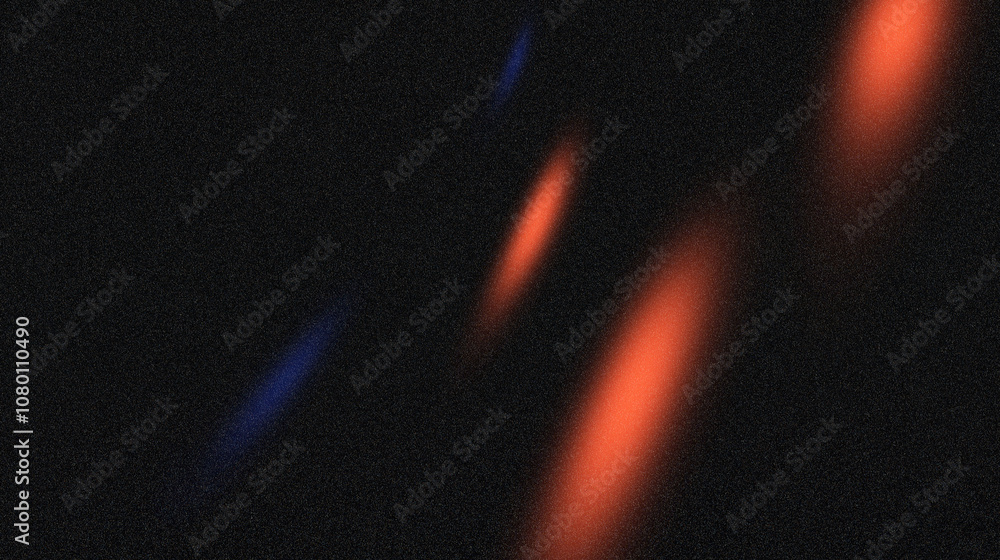 Grainy noisy background, abstract color gradient shape, vibrant glowing red orange blue black noise texture banner design