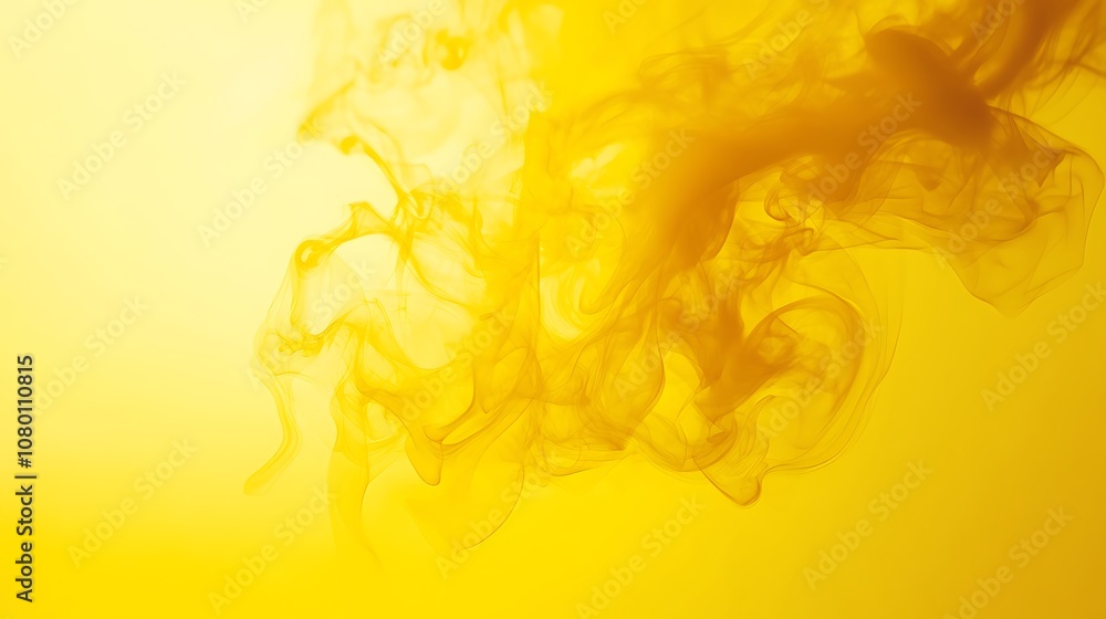 Bright yellow background with subtle smoke haze and glowing light Bright yellow background with subtle smoke haze and glowing light