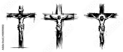 Depiction of Jesus on the cross – symbolic religious sketch