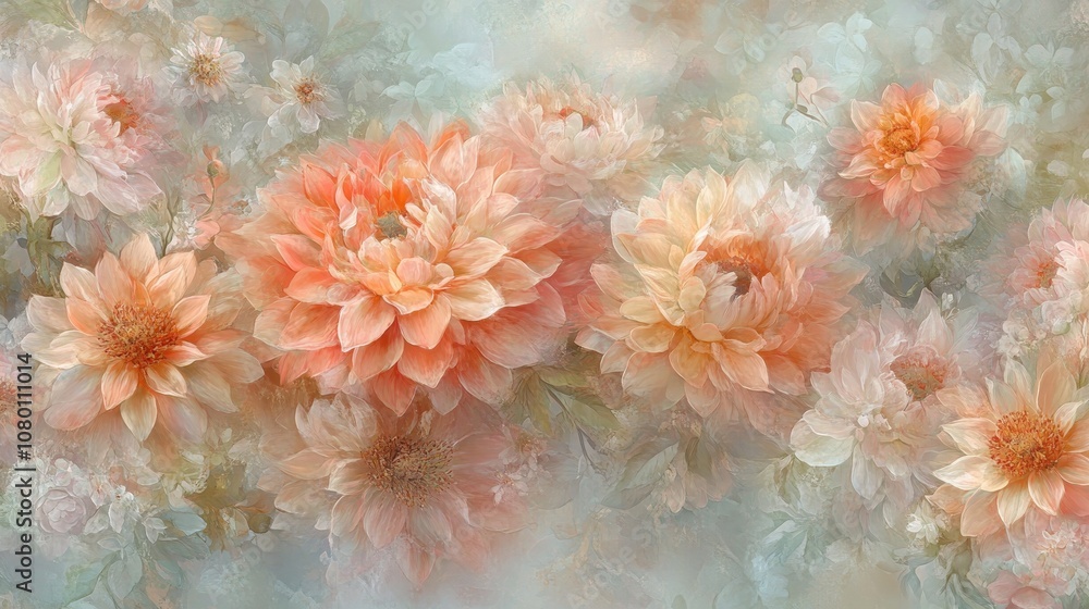 Dreamy Pastel Floral Abstraction, Soft Focus Flowers Artwork, Ethereal Garden Background Dreamy Pastel Floral Abstraction, Soft Focus Flowers Artwork, Ethereal Garden Background
