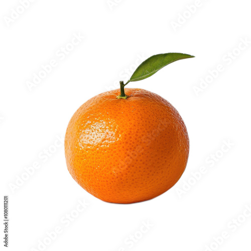 Fresh and Juicy Orange with Leaf Isolated on White Background Perfect for Healthy Lifestyle and Nutrition Concepts in Stock Photography