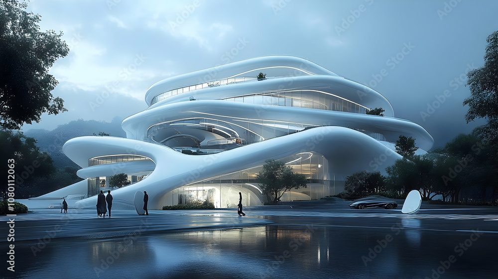 Modern Architectural Building 3D Illustration Modern Architectural Building 3D Illustration