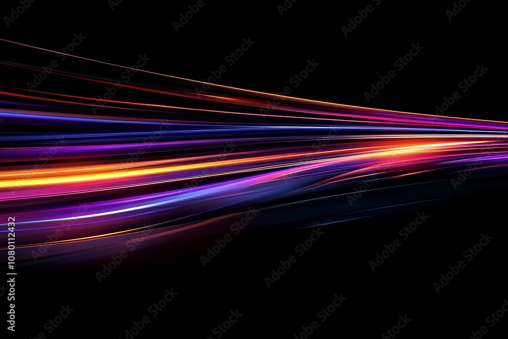 Abstract colorful light trails on black Abstract colorful light trails on black