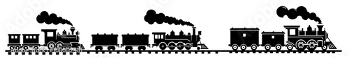 iconic steam train logo design – black shape with vintage style