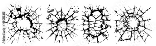 artistic cracked surface detail for creative use – black vector