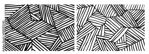 abstract geometric patterns with dynamic line arrangements black vector