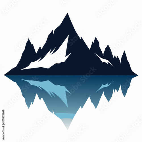 Mountain reflection in lake silhouette vector illustration