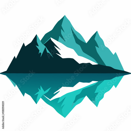 Mountain reflection in lake silhouette vector illustration