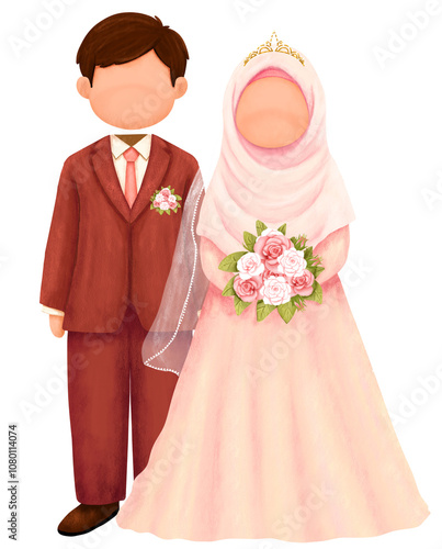 Faceless Muslim Wedding Couple