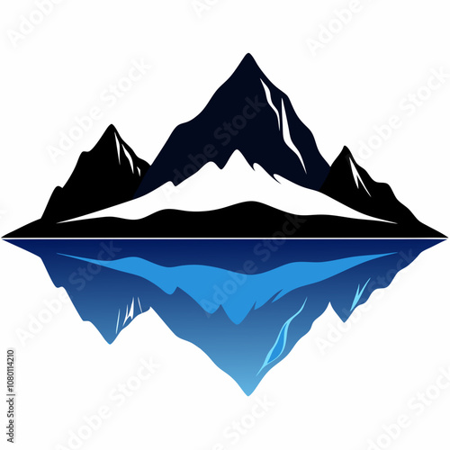 Mountain reflection in lake silhouette vector illustration