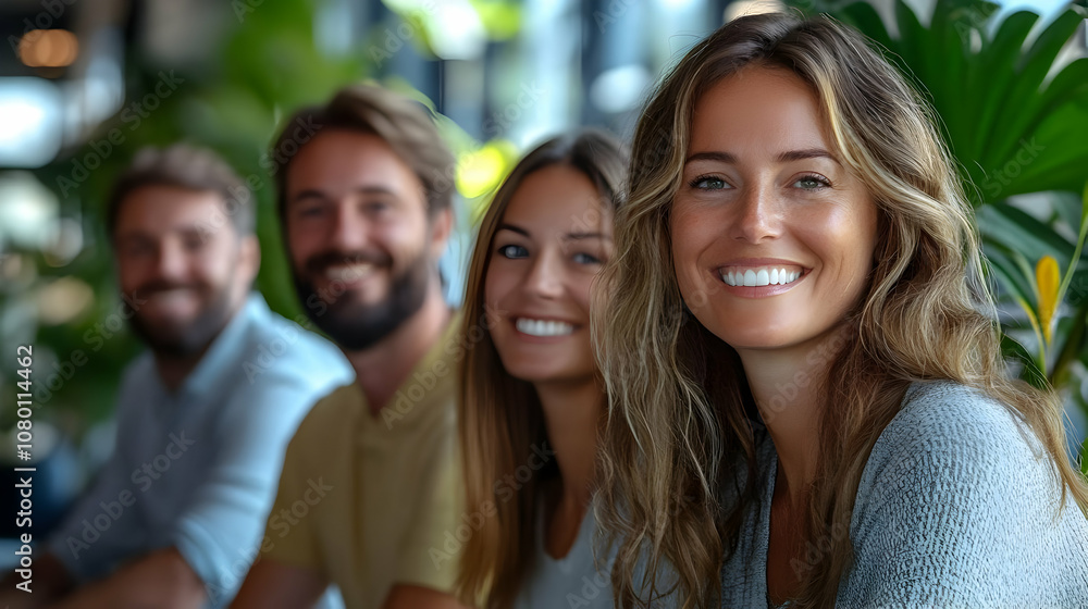 Smiling Woman with Friends Photo Smiling Woman with Friends Photo