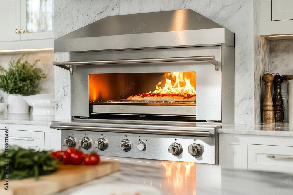 Pizza Baking in a Modern Kitchen Pizza Baking in a Modern Kitchen
