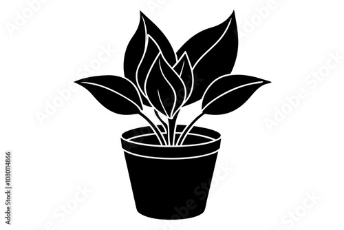 house plant silhouette vector illustration.