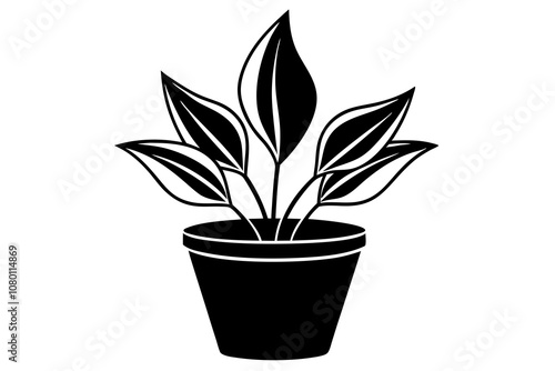 house plant silhouette vector illustration.