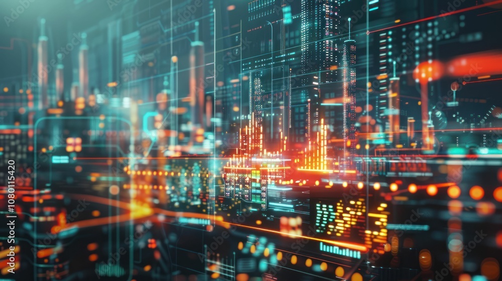 A vibrant digital landscape showcasing interconnected data streams and futuristic technology. A vibrant digital landscape showcasing interconnected data streams and futuristic technology.