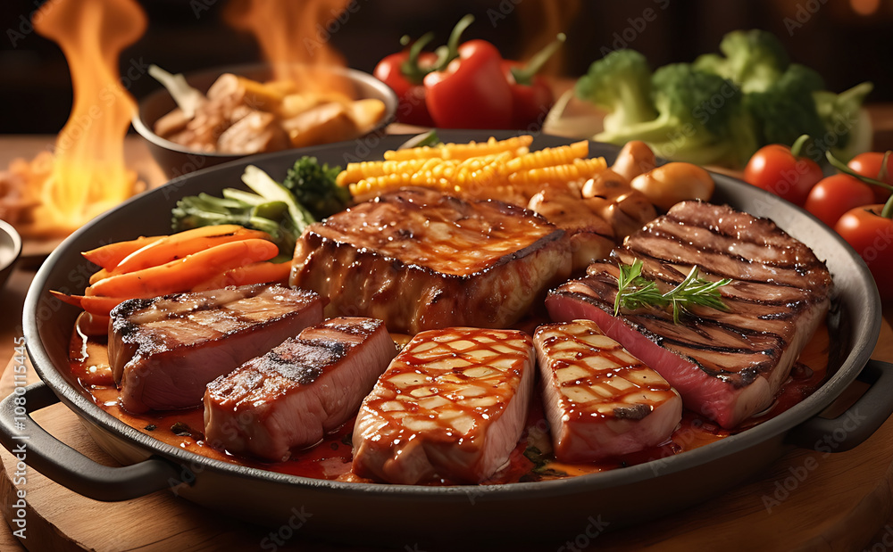 grilled sausages with vegetables and beaf grilled sausages with vegetables and beaf