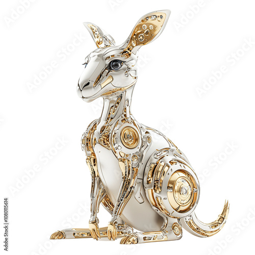 Futuristic robotic kangaroo showcasing advanced mechanical design and sleek aesthetics. isolate on white background