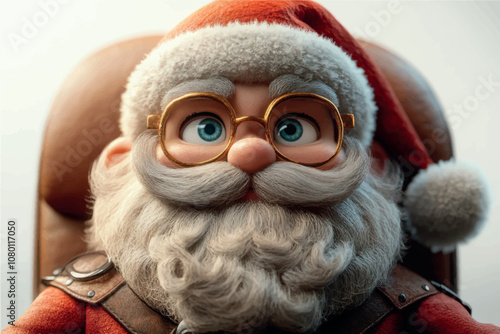 New Year and Christmas character Santa Claus in cartoon style. Poster of funny Santa Claus, Saint Nicholas, Papa Noel. New Year and Christmas print poster banner.