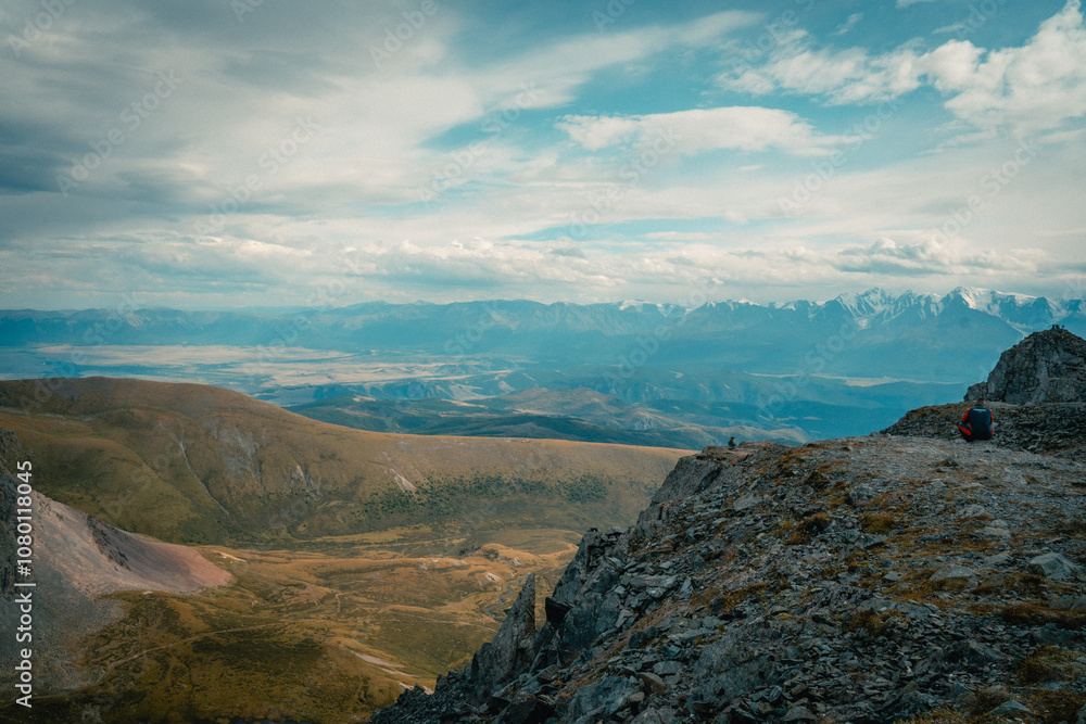 Mountain panorama of beautiful valley in Altai mountains. Altai Mountain range, North Altai, Gorny Altai republic, Russia. Mountain panorama of beautiful valley in Altai mountains. Altai Mountain range, North Altai, Gorny Altai republic, Russia.