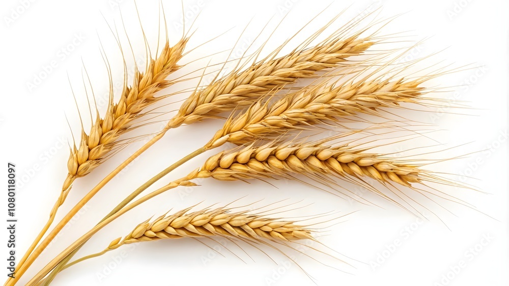 Ears of golden wheat isolated on white, Wheat ears with golden grains cut out
Ears of golden wheat isolated on white, Wheat ears with golden grains cut out