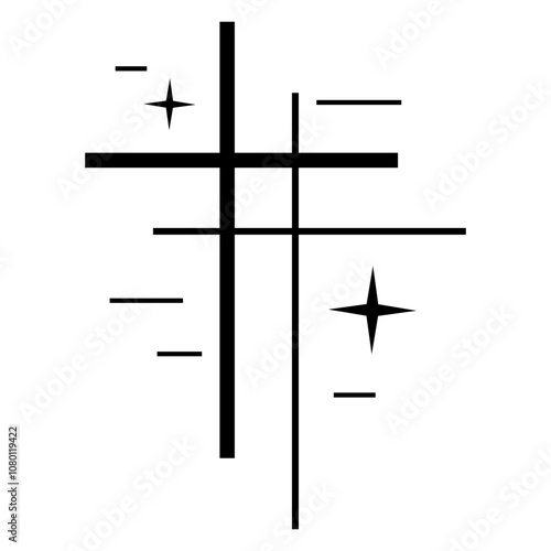 Icon religion Christianity, cross star faith in God, prayer house