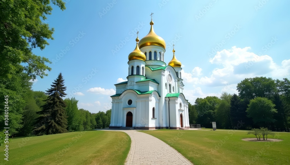 Elegant Russian Orthodox Church on a sunny day Elegant Russian Orthodox Church on a sunny day