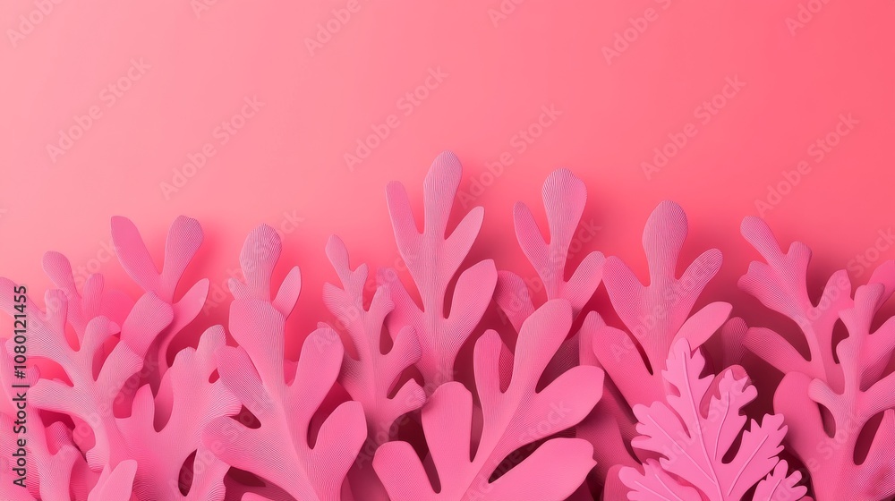 Obraz premium Stylish pink coral shapes against a vibrant background.