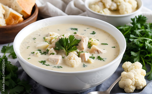 Soup with mashroom and leaf