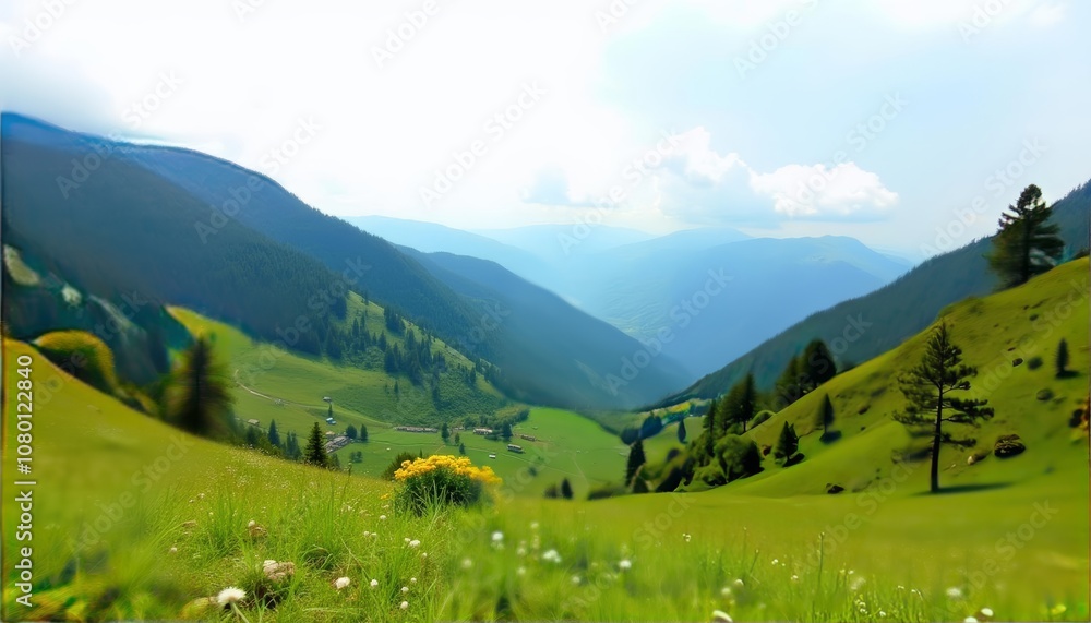 Fototapeta premium Majestic mountain valley a serene natural landscape