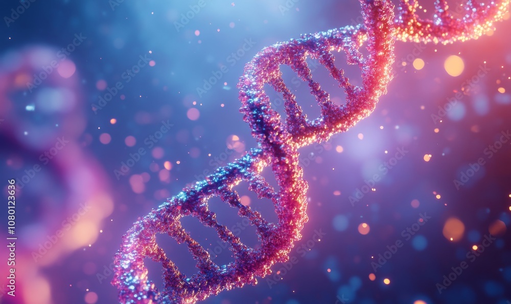 3D model of a DNA double helix structure with detailed nucleotides, vibrant and scientific 3D model of a DNA double helix structure with detailed nucleotides, vibrant and scientific