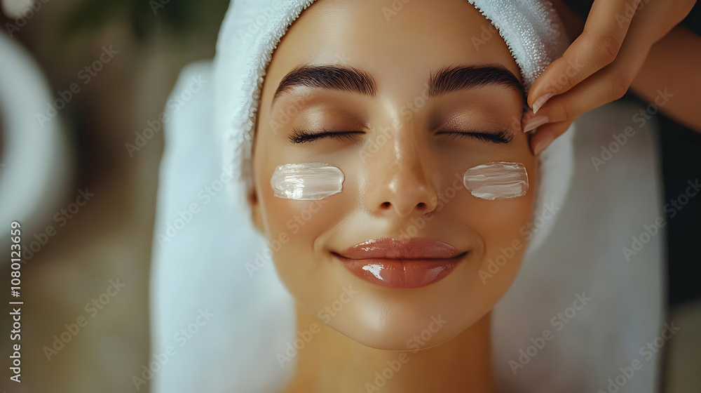 Woman with Face Mask, Relaxing at Spa - Realistic Image Woman with Face Mask, Relaxing at Spa - Realistic Image