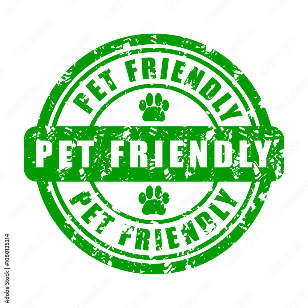 Pet friendly rubber stamp, mark for shop, parcel or item label, icon approval seal, certified and welcome to store, packaging tag notice, product of service illustration vector Pet friendly rubber stamp, mark for shop, parcel or item label, icon approval seal, certified and welcome to store, packaging tag notice, product of service illustration vector