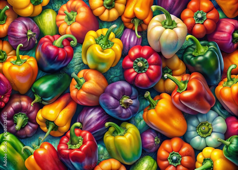 Vibrant Bell Pepper Seamless Pattern - Surreal AI Art Vibrant Bell Pepper Seamless Pattern - Surreal AI Art
