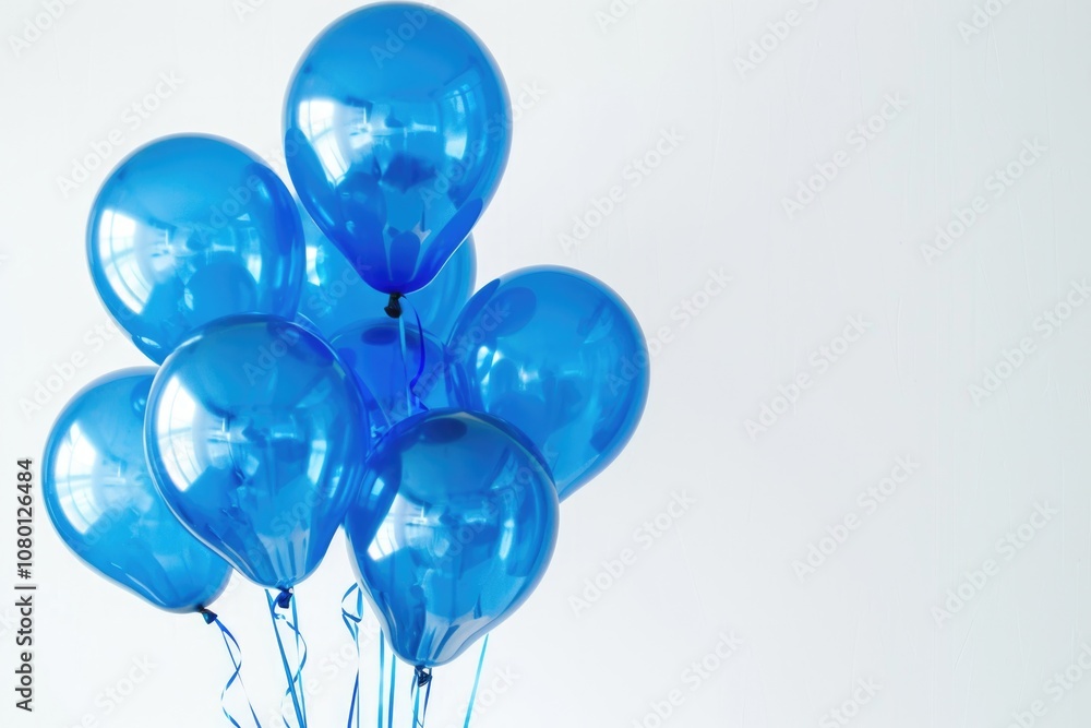 Balloons Blue. Greeting Card Design with Bunch of Blue Balloons for Birthday Celebration Balloons Blue. Greeting Card Design with Bunch of Blue Balloons for Birthday Celebration