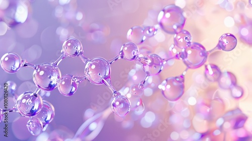 Atom Molecule network with Light Purple Chemistry Models Concept