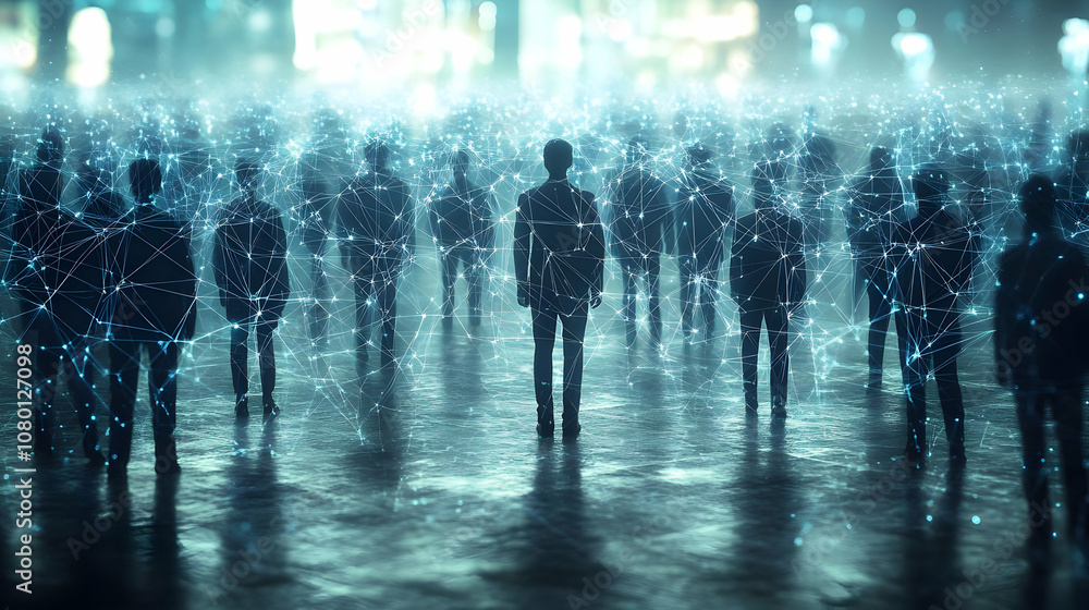 Silhouettes of People in a Network - Illustration Silhouettes of People in a Network - Illustration