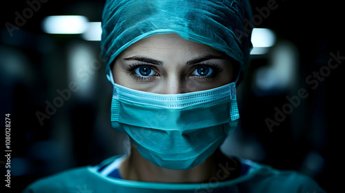 Close Up of a Doctor Wearing a Surgical Mask - Realistic Image