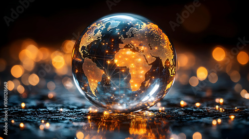 Glowing Earth Globe 3D Illustration