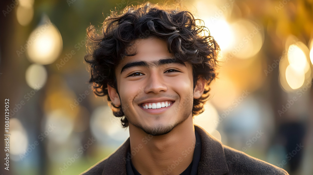 Smiling Man with Curly Hair - Photo Smiling Man with Curly Hair - Photo