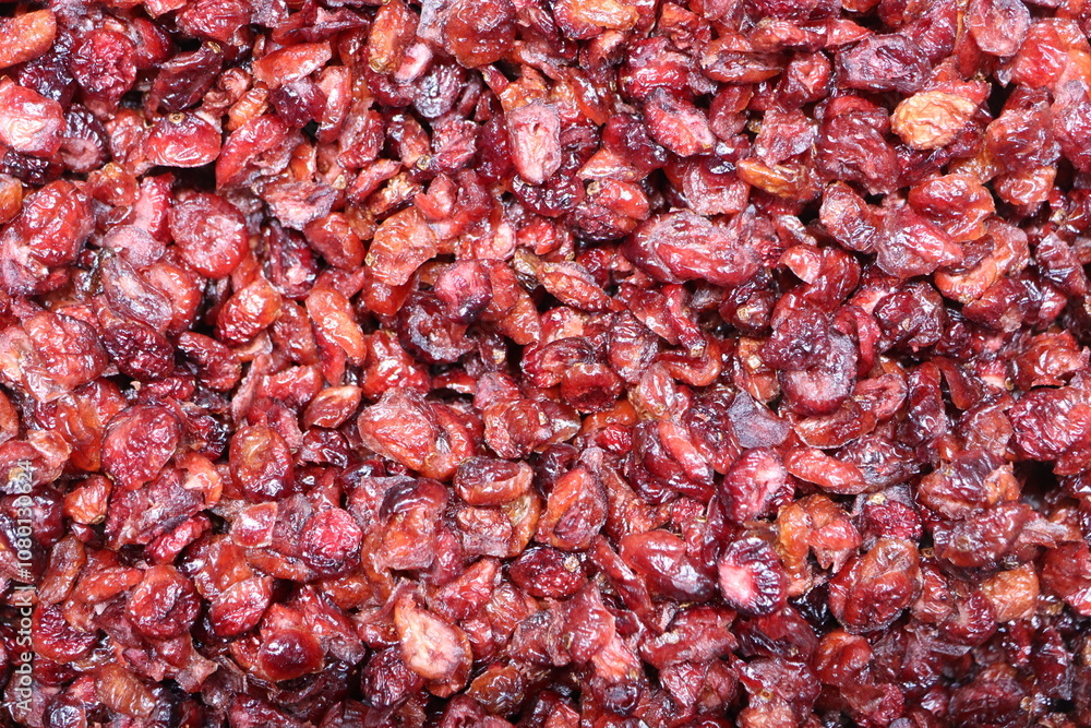 Dried Cranberries Displayed In Bulk For Sale, Perfect As A Snack Or Ingredient In Recipes Dried Cranberries Displayed In Bulk For Sale, Perfect As A Snack Or Ingredient In Recipes