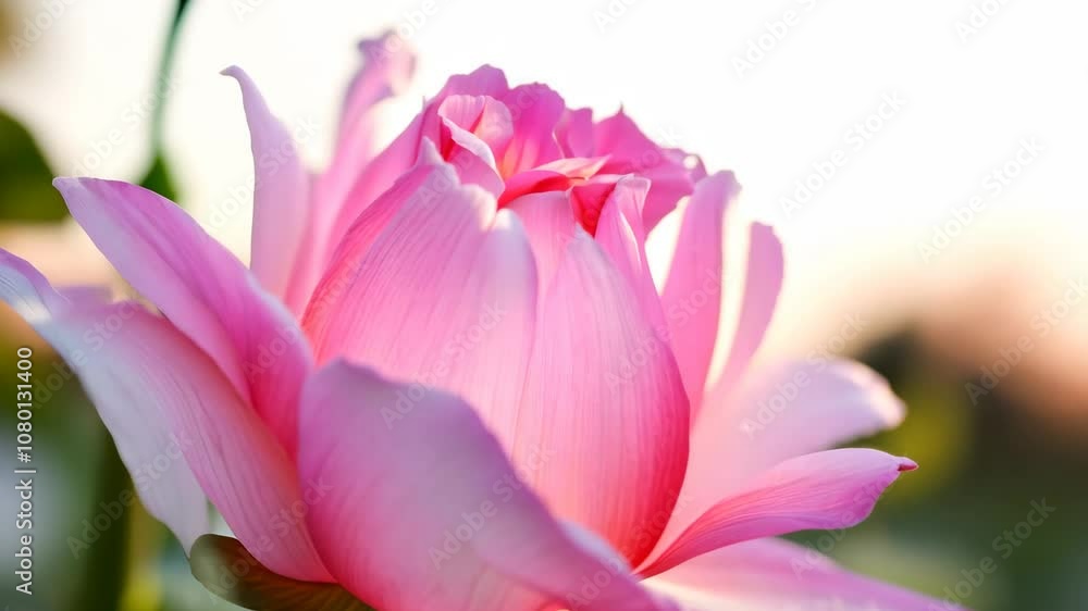 Beautiful pink lotus flower blooming at sunset Beautiful pink lotus flower blooming at sunset