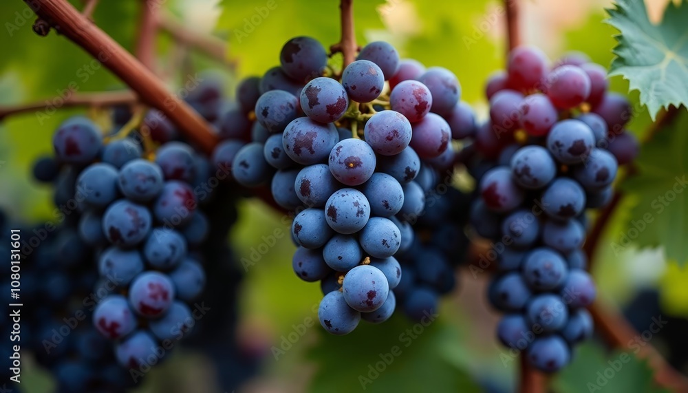 Vibrant bunches of grapes ready for harvest Vibrant bunches of grapes ready for harvest