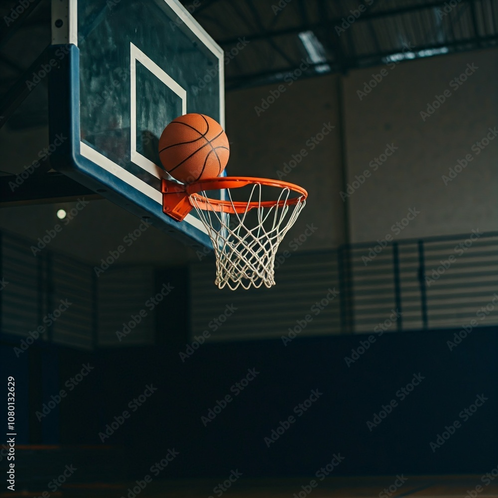 A basketball resting on the rim of a hoop inside a basketball gymnasium, basketball, hoop, net, court, indoor, gym, sports, fitness, training, ball, sport, basket, game, orange, isolated, play, team, A basketball resting on the rim of a hoop inside a basketball gymnasium, basketball, hoop, net, court, indoor, gym, sports, fitness, training, ball, sport, basket, game, orange, isolated, play, team,