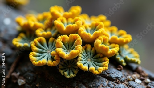  Vibrant yellow and green corallike plant in closeup photo