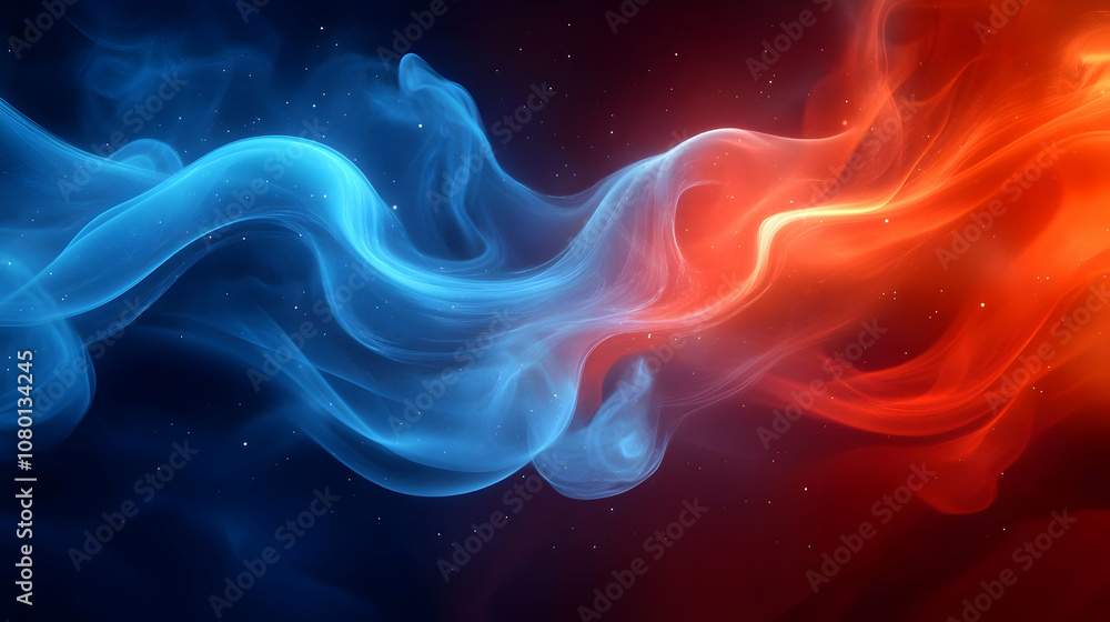 Abstract Blue and Red Swirls with Stars Background Abstract Blue and Red Swirls with Stars Background