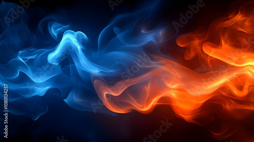 Abstract Blue and Orange Smoke Illustration