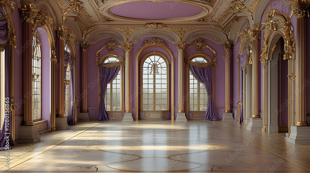 Purple and Gold Ballroom 3D Render Purple and Gold Ballroom 3D Render