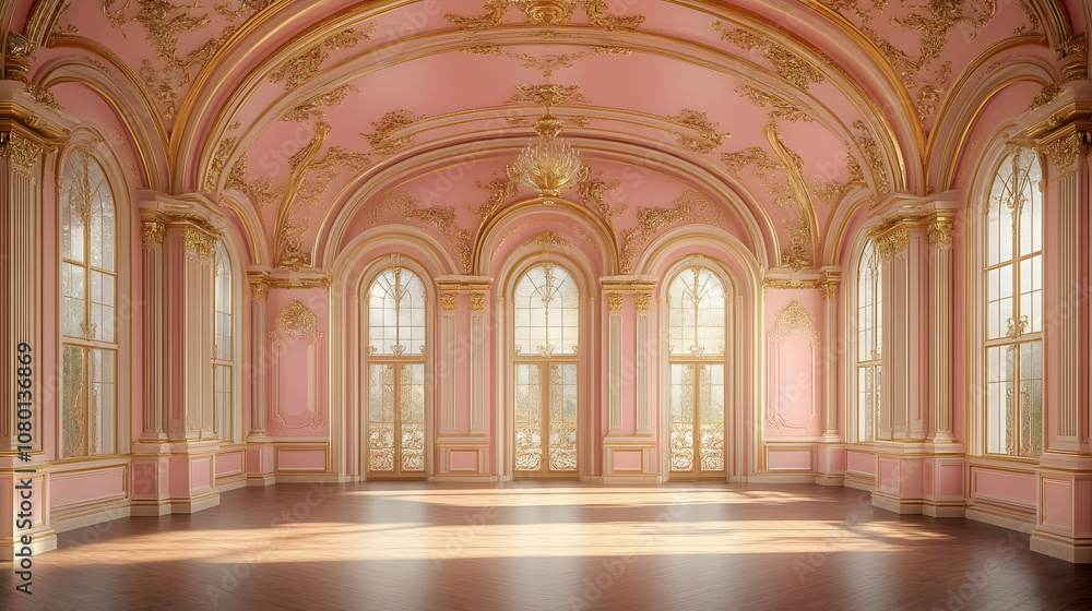 Pink and Gold Ballroom 3D Illustration Pink and Gold Ballroom 3D Illustration